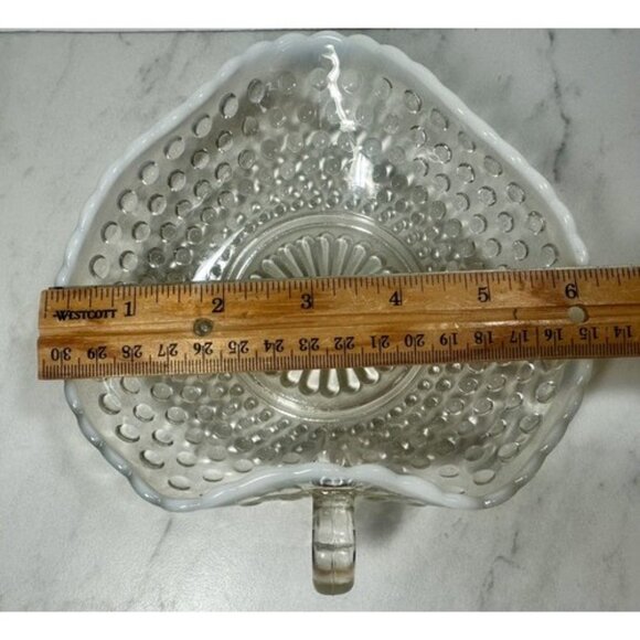Vintage Moonstone Hobnail Opalescent Nappy Dish Anchor Hocking Trinket Candy 6” - Picture 11 of 13